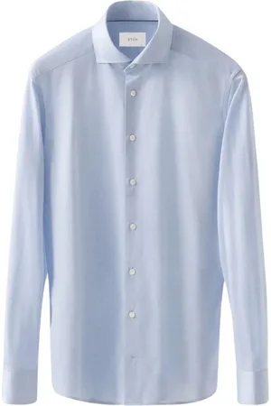 Eton Heren, Overhemden, Blauw, Maat: S Katoen