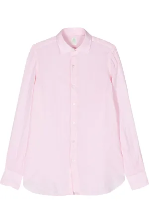 Finamore Heren, Overhemden, Roze, Maat: M Linnen