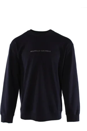 Brunello Cucinelli Heren, Sweatshirts & Hoodies, Blauw, Maat: XL Katoen