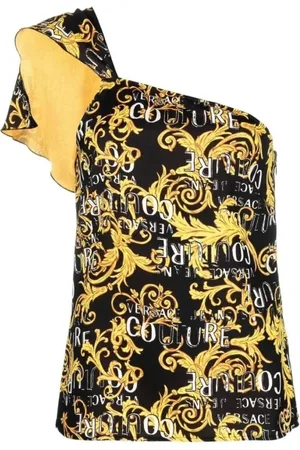 VERSACE Dames, Tops, Geel, Maat: M Poliester