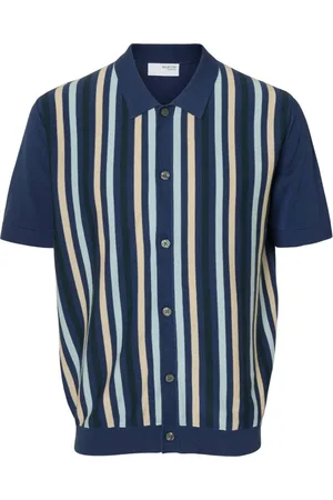 SELECTED Heren, Tops, Blauw, Maat: M Katoen