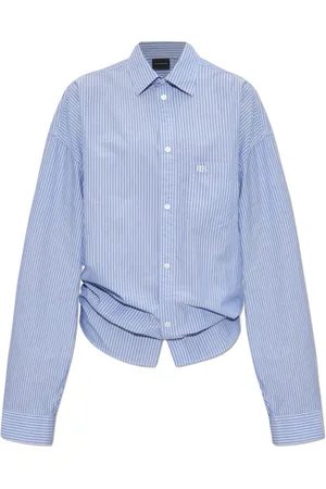 Balenciaga Dames, Blouses & Shirts, Blauw, Maat: XS Katoen