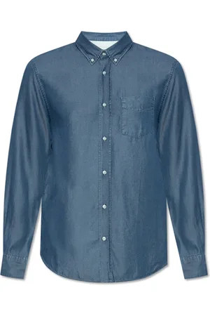 OFFICINE GENERALE Heren, Overhemden, Blauw, Maat: S Denim