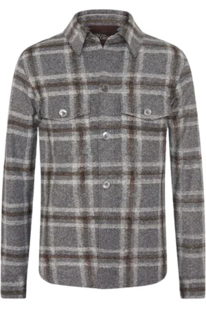 Oscar Jacobson Heren, Overhemden, Grijs, Maat: 2XL Wol