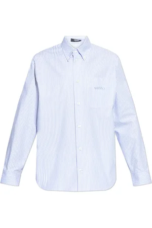 VERSACE Heren, Overhemden, Blauw, Maat: L Katoen