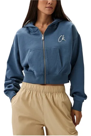 Calvin Klein Dames, Sweatshirts & Hoodies, Blauw, Maat: M Katoen