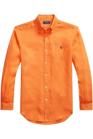 Ralph Lauren Heren, Overhemden, Oranje, Maat: 2XL Linnen