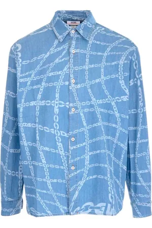 GCDS Heren, Overhemden, Blauw, Maat: M Katoen