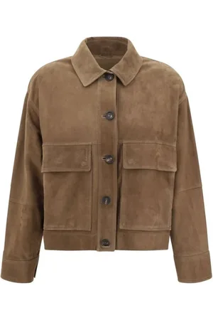 Brunello Cucinelli Dames, Jassen, Bruin, Maat: S Suède