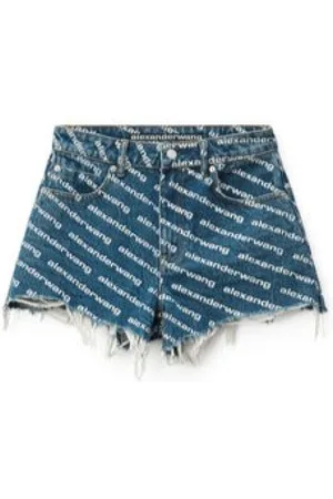 Alexander Wang Dames, Korte broeken, Blauw, Maat: W27 Denim
