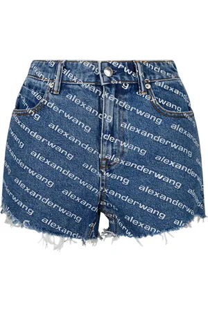 Alexander Wang Dames, Korte broeken, Blauw, Maat: W25 Denim