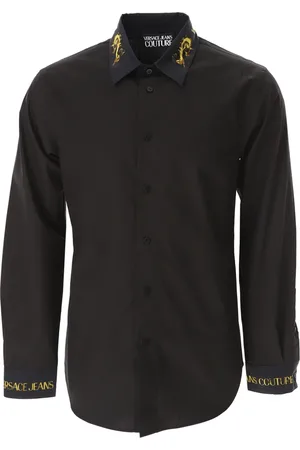 VERSACE Heren, Overhemden, Zwart, Maat: 2XL Katoen