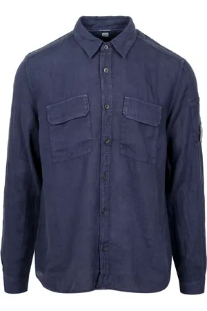 C.P. Company Heren, Overhemden, Blauw, Maat: S Linnen