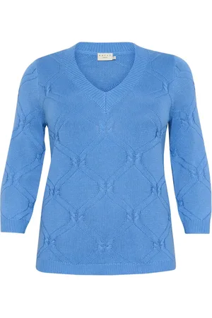 Kaffe Dames, Truien, Blauw, Maat: L Katoen