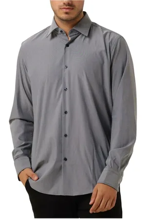 HUGO BOSS Heren, Overhemden, Grijs, Maat: S Viscose