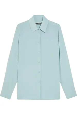 Max Mara Dames, Blouses & Shirts, Blauw, Maat: M Katoen