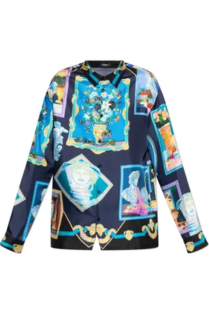 VERSACE Heren, Overhemden, Veelkleurig, Maat: L Zijde
