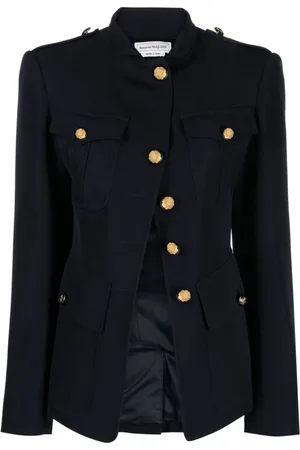 Alexander McQueen Dames, Jassen, Blauw, Maat: S Katoen