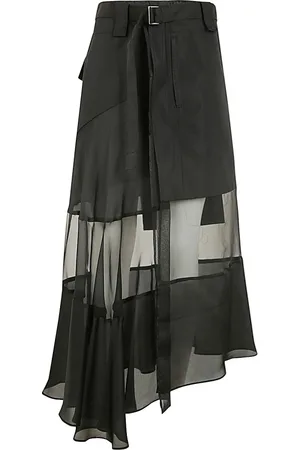 SACAI Dames, Rokken, Zwart, Maat: L Poliester