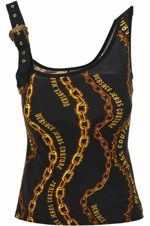 VERSACE Dames, Tops, Zwart, Maat: 2XS Katoen
