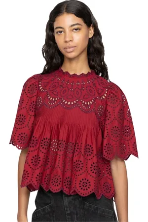 SEA Dames, Blouses & Shirts, Rood, Maat: M Katoen