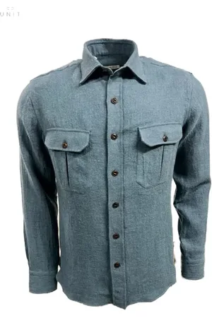 SALVATORE PICCOLO Heren, Overhemden, Blauw, Maat: 3XL Linnen