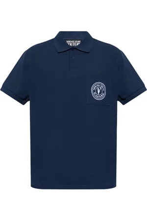 VERSACE Heren, Tops, Blauw, Maat: M Katoen