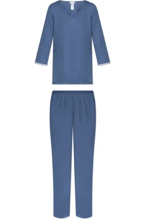 Hanro Dames, Nachtkleding & Lounge, Blauw, Maat: L Katoen