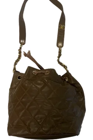 CHANEL Unisex, Pre-owned, Bruin, Maat: ONE Size Leer