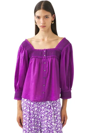 Antik Batik Dames, Blouses & Shirts, Paars, Maat: XS Katoen