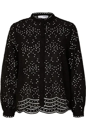 SELECTED Dames, Blouses & Shirts, Zwart, Maat: S Katoen