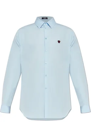 VERSACE Heren, Overhemden, Blauw, Maat: 4XL Katoen