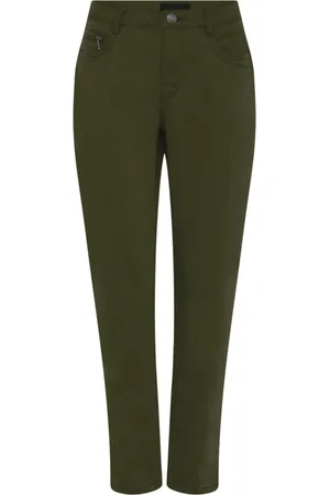 C.ro Dames, Broeken, Groen, Maat: 4XL Leer