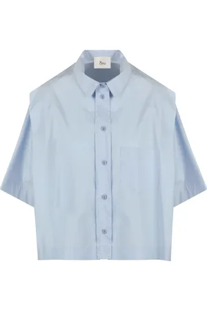 8PM Dames, Blouses & Shirts, Blauw, Maat: M Katoen