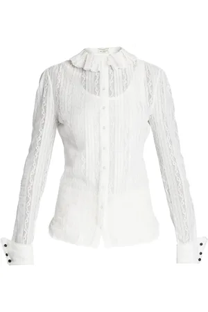 Saint Laurent Dames, Blouses & Shirts, Wit, Maat: S Katoen