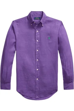 Ralph Lauren Heren, Overhemden, Paars, Maat: M Linnen
