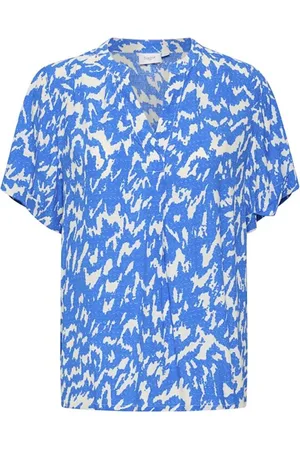 Saint Tropez Dames, Blouses & Shirts, Blauw, Maat: XL