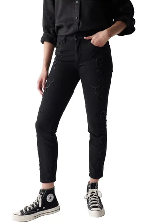 Salsa Dames, Jeans, Zwart, Maat: W31 L28 Katoen