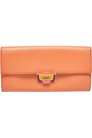 Prada Dames, Pre-owned, Oranje, Maat: ONE Size Leer