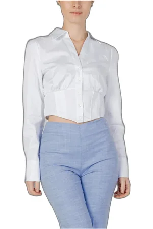 Guess Dames, Blouses & Shirts, Wit, Maat: L Katoen
