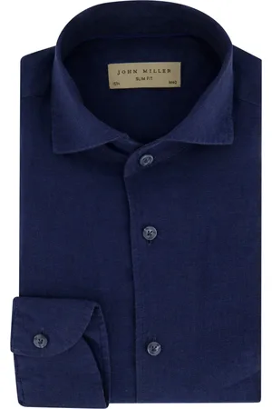 john miller Heren, Overhemden, Blauw, Maat: M Linnen