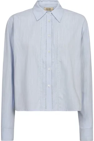 Mos Mosh Dames, Blouses & Shirts, Blauw, Maat: L Katoen