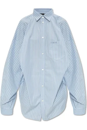 Balenciaga Dames, Blouses & Shirts, Blauw, Maat: XS Katoen
