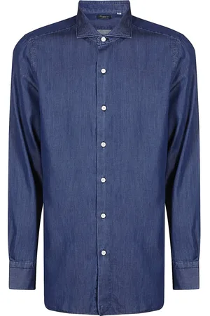 Finamore Heren, Overhemden, Blauw, Maat: M Katoen