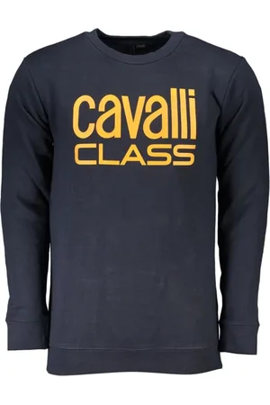 Roberto Cavalli Heren, Sweatshirts & Hoodies, Blauw, Maat: XL Katoen
