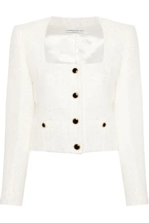 Alessandra Rich Dames, Jassen, Wit, Maat: XS Tweed