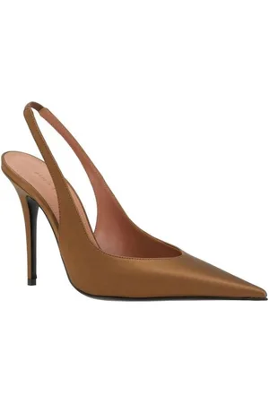 Amina Muaddi Dames, Schoenen, Bruin, Maat: 37 1/2 EU Satijn