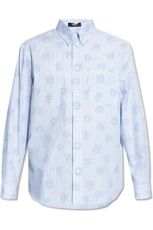 VERSACE Heren, Overhemden, Blauw, Maat: L Katoen