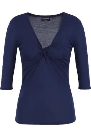 Giorgio Armani Dames, Blouses & Shirts, Blauw, Maat: S Zijde