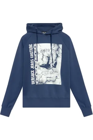 VERSACE Heren, Sweatshirts & Hoodies, Blauw, Maat: 2XL Katoen